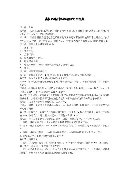 集团等级薪酬管理条例