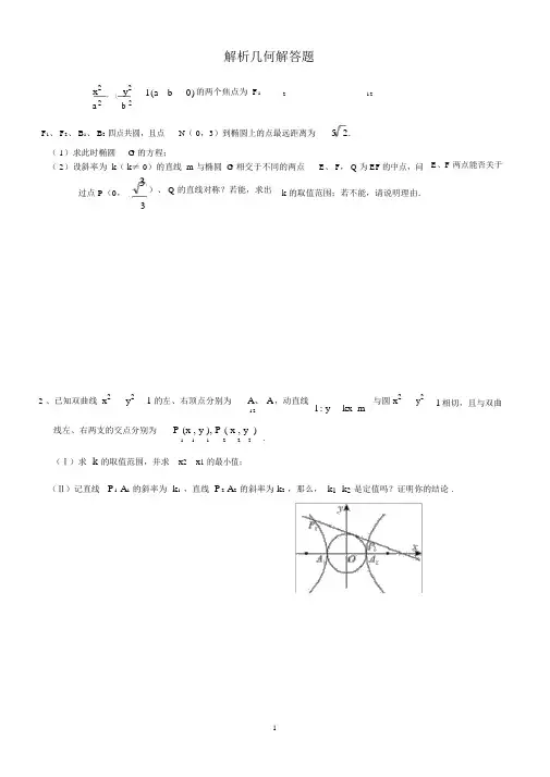 (完整word)高中数学解析几何大题专项练习.doc