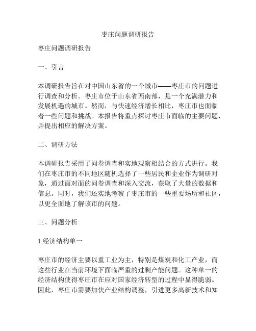 枣庄问题调研报告