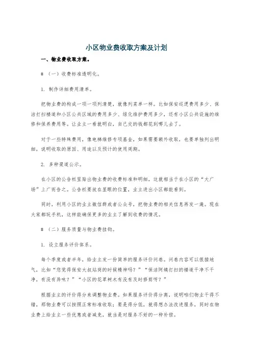 小区物业费收取方案及计划