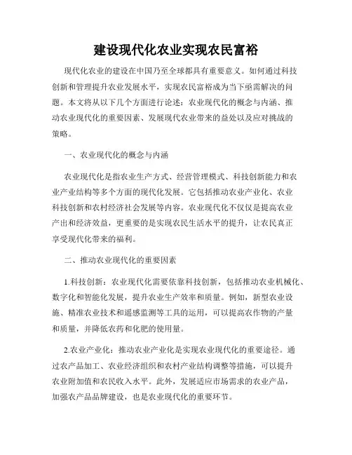 建设现代化农业实现农民富裕