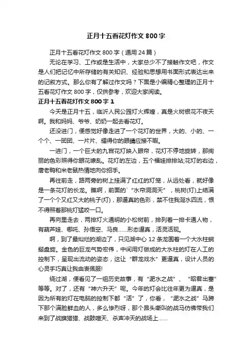 正月十五看花灯作文800字（通用24篇）
