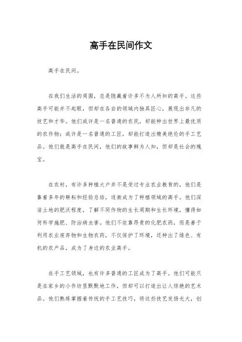 高手在民间作文