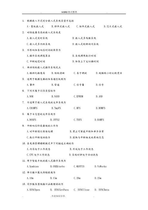 嵌入式软件技术概论复习资料全