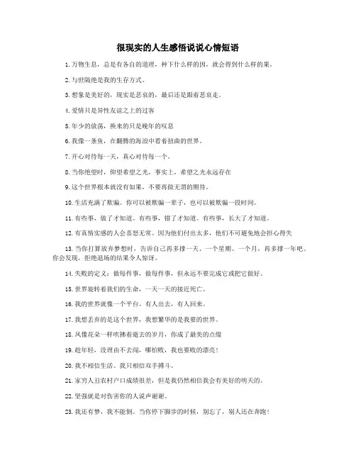 很现实的人生感悟说说心情短语
