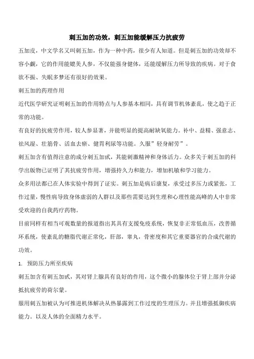 【优秀文档】刺五加的功效,刺五加能缓解压力抗疲劳