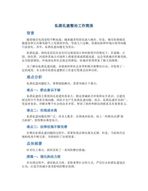 私搭乱建整治工作简报
