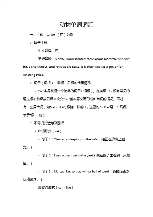 动物单词词汇