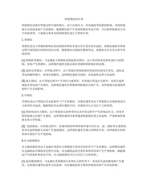 焊接裂纹的分类