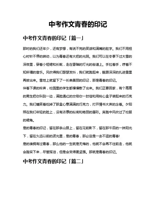 中考作文 青春的印记