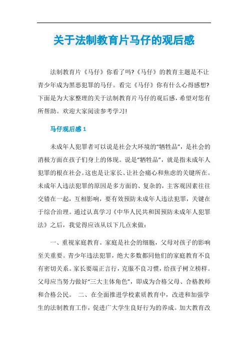 关于法制教育片马仔的观后感