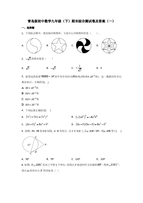 2023年青岛版初中数学九年级(下)期末综合测试卷及部分答案(共四套)