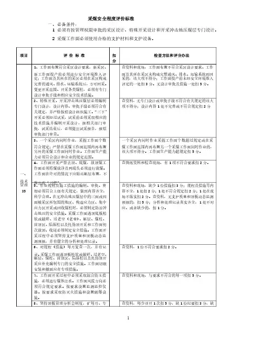 煤矿安全评价标准
