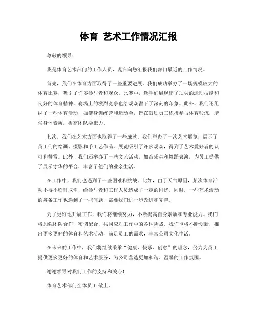 体育 艺术工作情况汇报