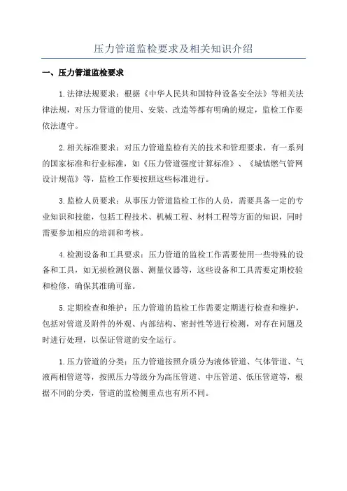 压力管道监检要求及相关知识介绍