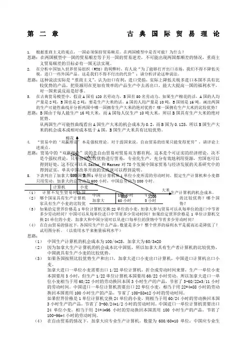 国际经济学课后习题答案
