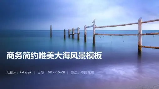商务简约唯美大海风景通用ppt模板