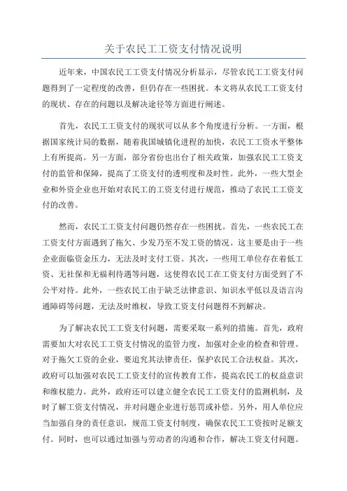 关于农民工工资支付情况说明