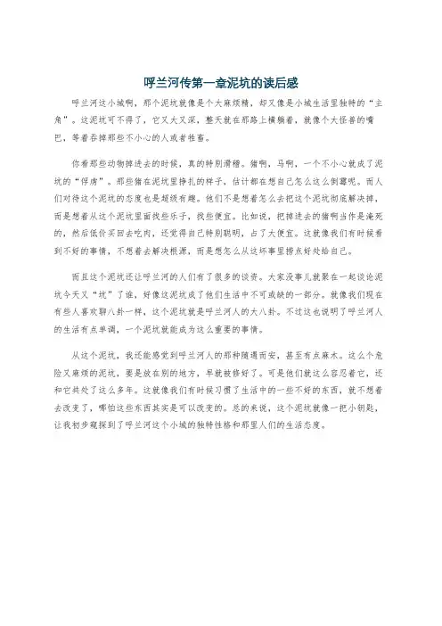 呼兰河传第一章泥坑的读后感