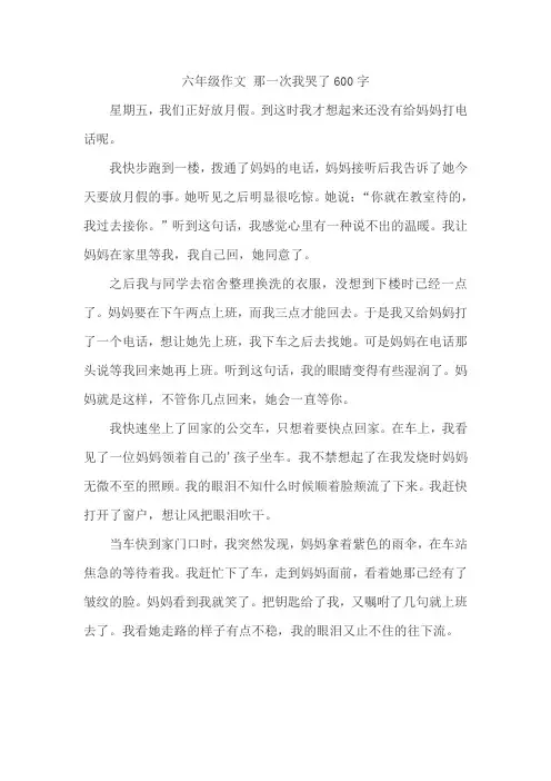 六年级作文 那一次我哭了600字