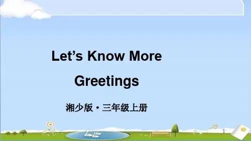 2024秋新湘少版英语三年级上册课件 Let's Know More Greetin