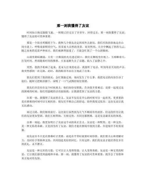 那一刻我懂得了友谊