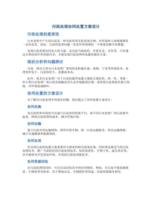 污泥处理协同处置方案设计