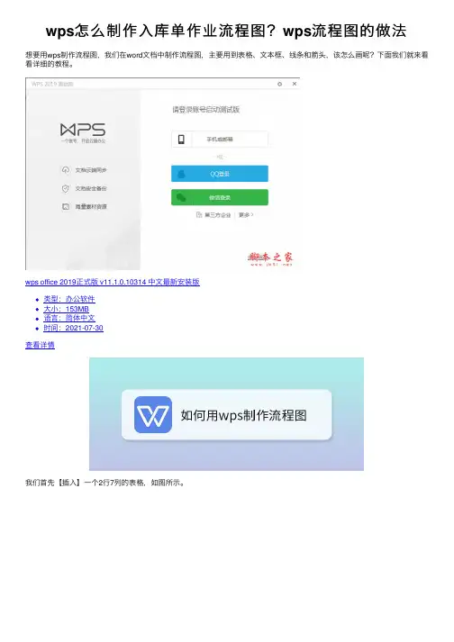 wps怎么制作入库单作业流程图？wps流程图的做法