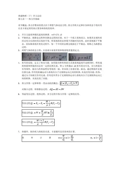 同济大学大学物理下知识点总结