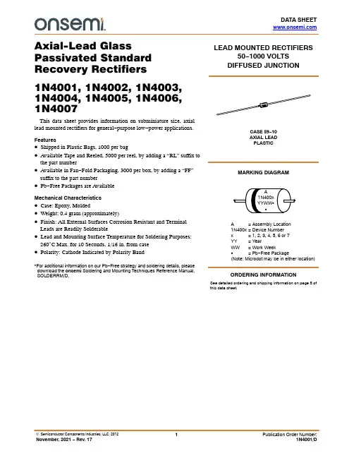 1N4001 D Axial-Lead Glass Passivated Standard Reco
