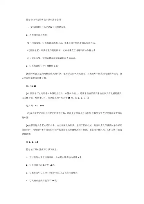 篮球场馆灯光照明设计及布置示意图