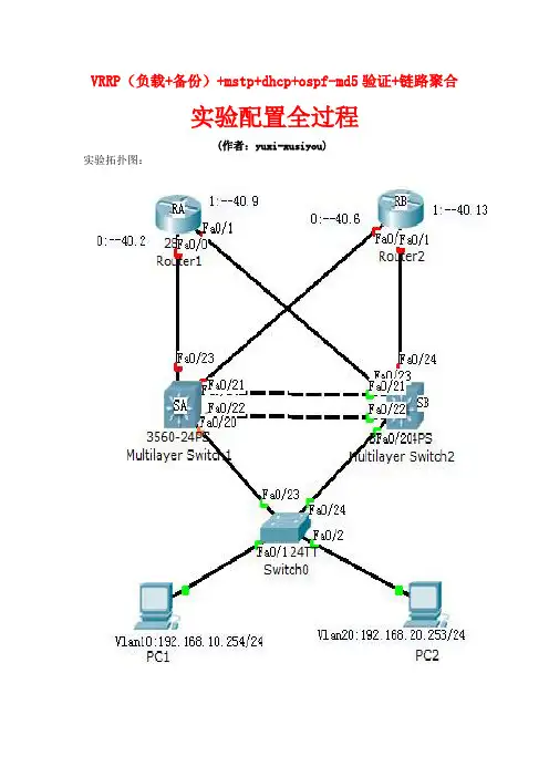 VRRP(负载-备份)-mstp-dhcp-ospf-md5验证-链路聚合