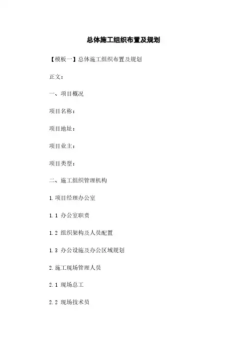 总体施工组织布置及规划