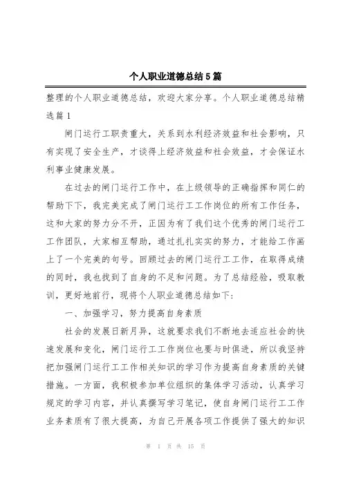 个人职业道德总结5篇