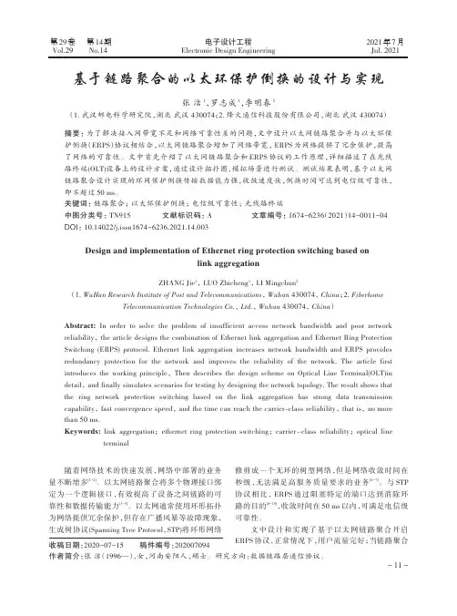 基于链路聚合的以太环保护倒换的设计与实现