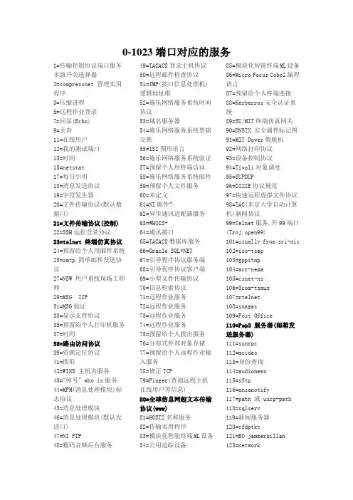 主机端口对应的服务