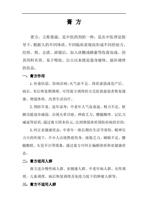 膏方的相关知识