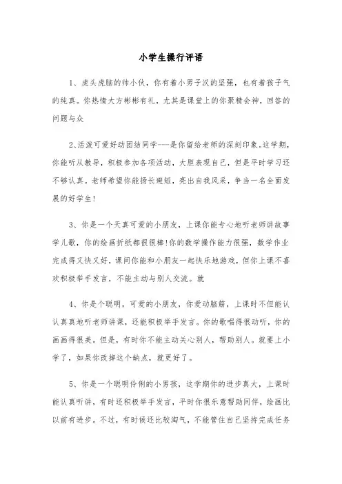 小学生操行评语（五篇）
