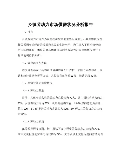 乡镇劳动力市场供需状况分析报告