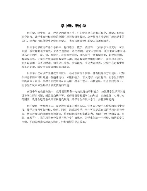 学中玩,玩中学