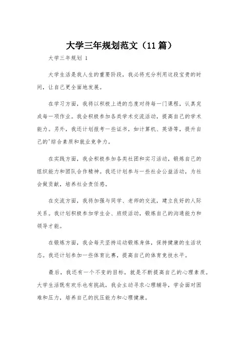 大学三年规划范文(11篇)