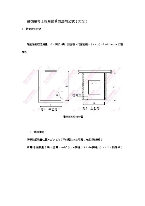 装饰装修工程量预算方法与公式