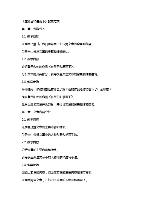 《在烈日和暴雨下》教案范文