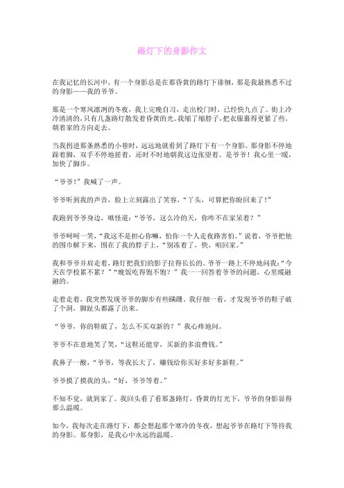 路灯下的身影作文