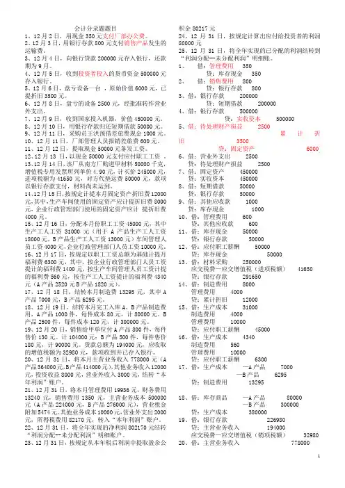 会计分录习题及答案(从业必备练习)