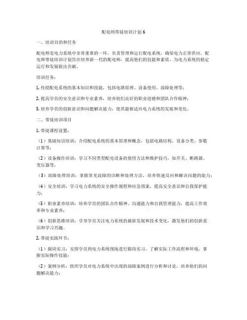 配电师带徒培训计划6