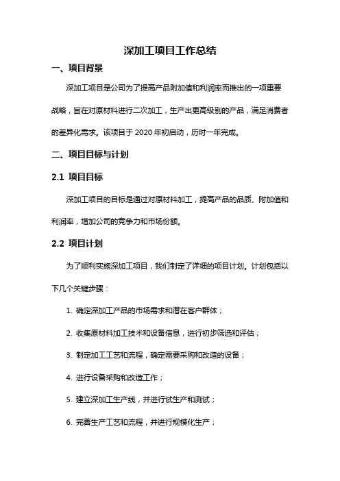 深加工项目工作总结