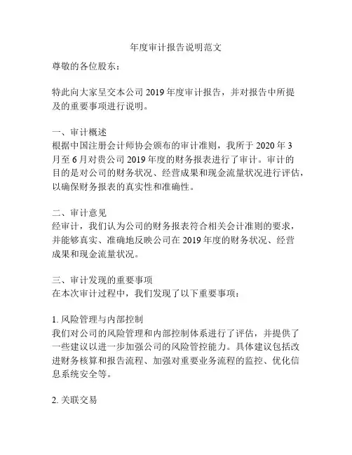 年度审计报告说明范文