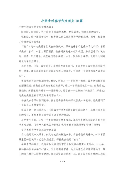小学生过春节作文范文10篇