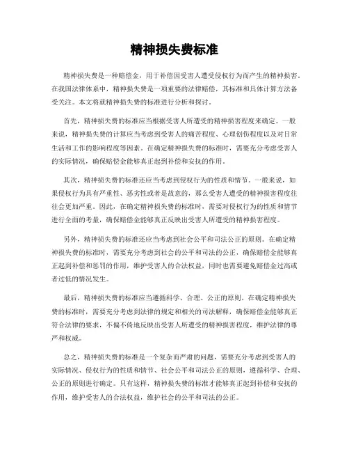 精神损失费标准
